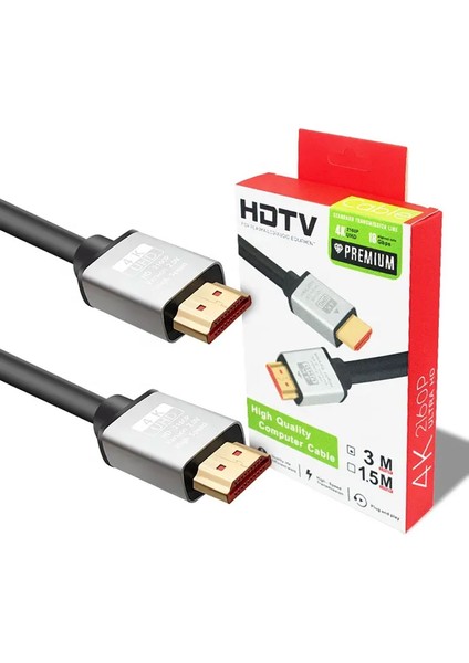 3m HDMI Kablosu | 4K@60Hz, 8k Destekli | Altın Kaplama Konektör | Dayanıklı Pvc Kaplama