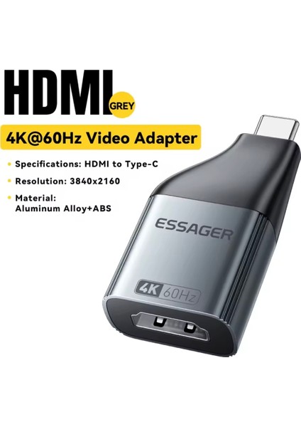 HDMI To Type-C Dönüştürücü Çevirici Adaptör 4K 60Hz Ce Lisanslı Metal Sağlam Orjinal