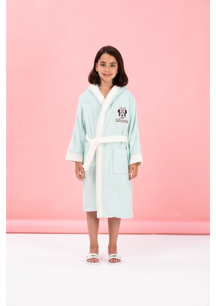 Minnie Mouse Heart Nakışlı Disney Lisanslı Kapüşonlu Çocuk Bornozu 9/10 Yaş fırsatları