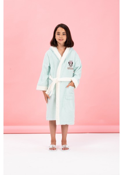 Minnie Mouse Heart Nakışlı Disney Lisanslı Kapüşonlu Çocuk Bornozu 9/10 Yaş indirimleri