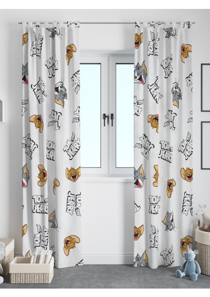 Tom ve Jerry Temalı Fon Perde Çocuk / Bebek Odası Tek Kanat fiyatları