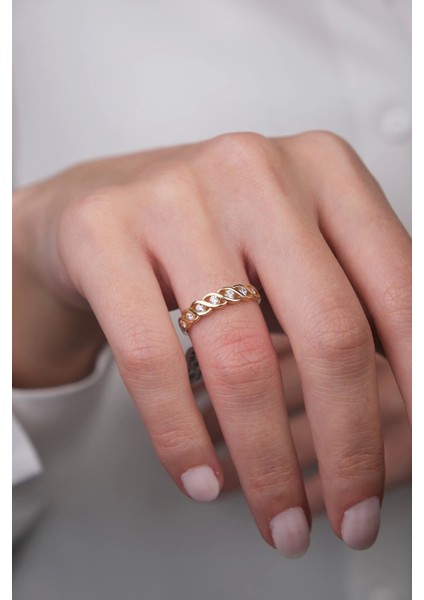 Güzide 14 Ayar Altın Taşlı Sarmaşık Yüzük