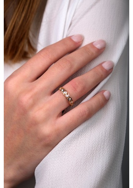 Güzide 14 Ayar Altın Taşlı Sarmaşık Yüzük modelleri