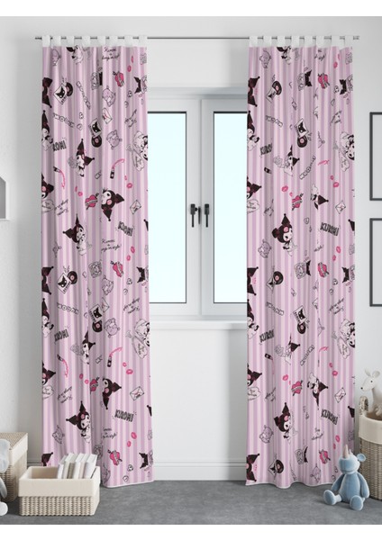 Kuromi Temalı Fon Perde Çocuk / Bebek Odası Tek Kanat