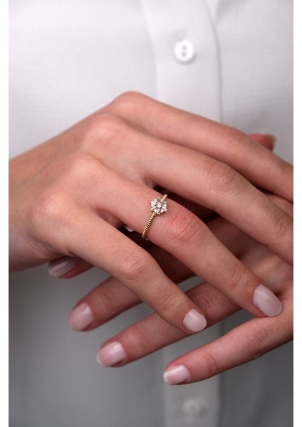 Güzide 14 Ayar Altın Taşlı Altıgen Yüzük fiyatları