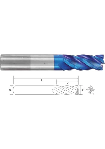 Ø1,2 Dört Ağızlı Düz Elmas Freze 4 F (4X45X4)
