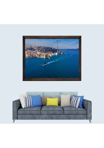 Istanbul Manzarası, Istanbul Boğazı, Çerçeveli Cam Duvar Tablosu 30 x 45 cm