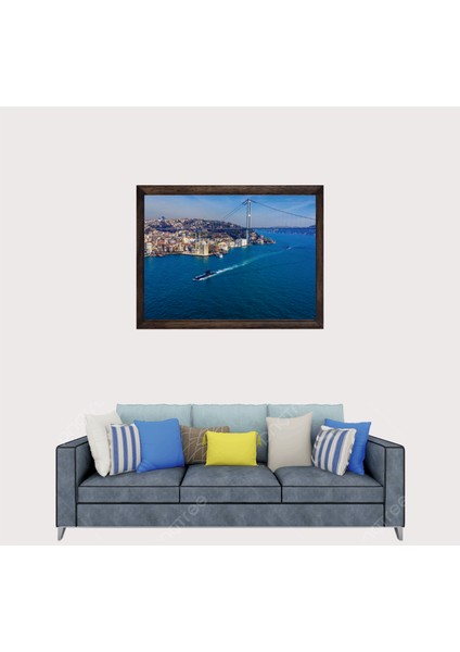 Istanbul Manzarası, Istanbul Boğazı, Çerçeveli Cam Duvar Tablosu 30 x 45 cm fiyatları