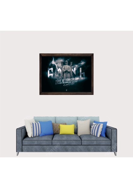Türkçü, Mustafa Kemal Atatürk Sözü , Türk, Çerçeveli Cam Duvar Tablosu 30 x 45 cm SP17 fiyatları