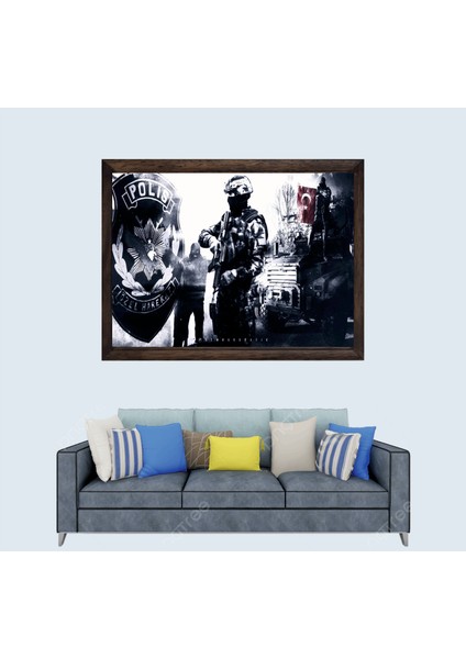 Türkçü, Polis Özel Harekat, Pöh, Çerçeveli Cam Duvar Tablosu 30 x 45 cm Sp1