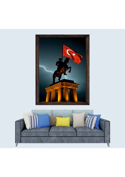 Türkçü, Mustafa Kemal Atatürk , Türk, Çerçeveli Cam Duvar Tablosu 30 x 45 cm SP10