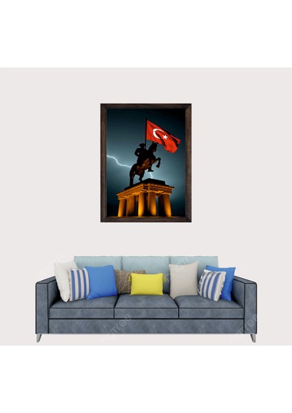 Türkçü, Mustafa Kemal Atatürk , Türk, Çerçeveli Cam Duvar Tablosu 30 x 45 cm SP10