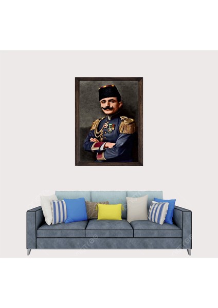 Osmanlı, Enver Paşa, Ittihatçılık Ölmez, Çerçeveli Cam Duvar Tablosu 30 x 45 cm Sp1