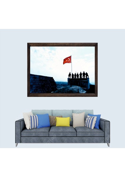 Türkçü, Türk Ordusu Çerçeveli Cam Duvar Tablosu 30 x 45 cm