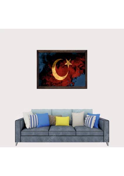 Türkçü, Türk Bayrağı Çerçeveli Cam Duvar Tablosu 30 x 45 cm fiyatları
