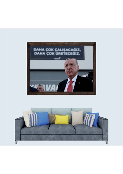 Cumhurbaşkanımız Recep Tayyip Erdoğan, Çerçeveli Cam Duvar Tablosu 30 x 45 cm SP15