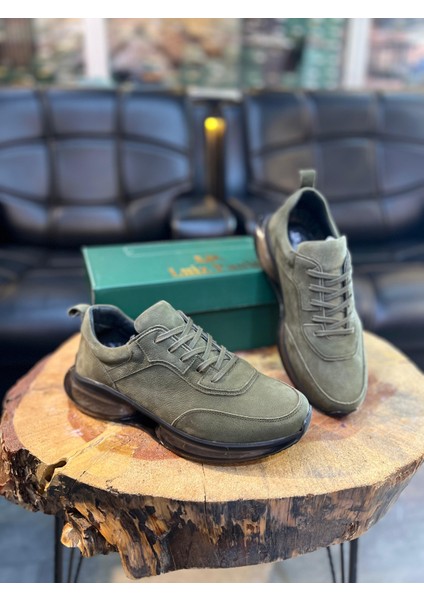 1008 Haki Nubuk Hakiki Deri Erkek Sneakers