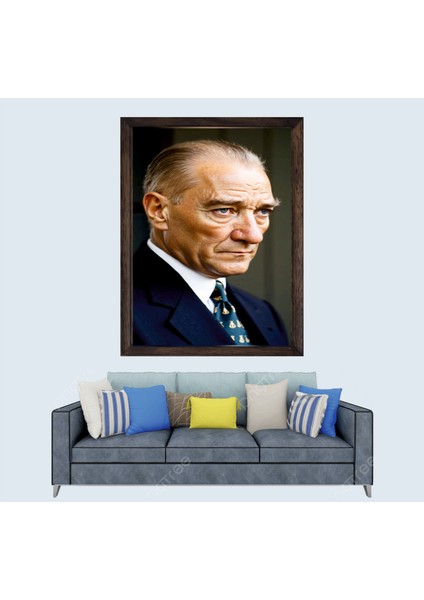 Türkçü, Mustafa Kemal Atatürk , Türk, Çerçeveli Cam Duvar Tablosu 20 x 30 cm Sp4