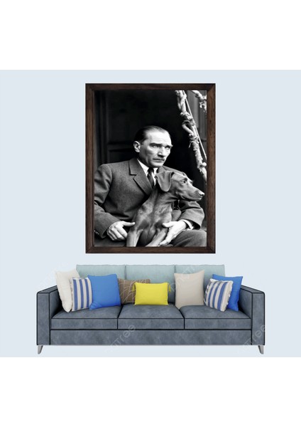 Türkçü, Mustafa Kemal Atatürk , Türk, Çerçeveli Cam Duvar Tablosu 20 x 30 cm Sp5