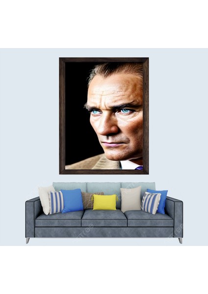 Türkçü, Mustafa Kemal Atatürk , Türk, Çerçeveli Cam Duvar Tablosu 20 x 30 cm Sp7
