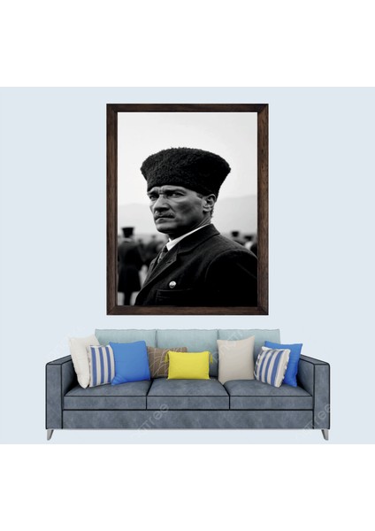 Türkçü, Mustafa Kemal Atatürk , Türk, Çerçeveli Cam Duvar Tablosu 20 x 30 cm SP11