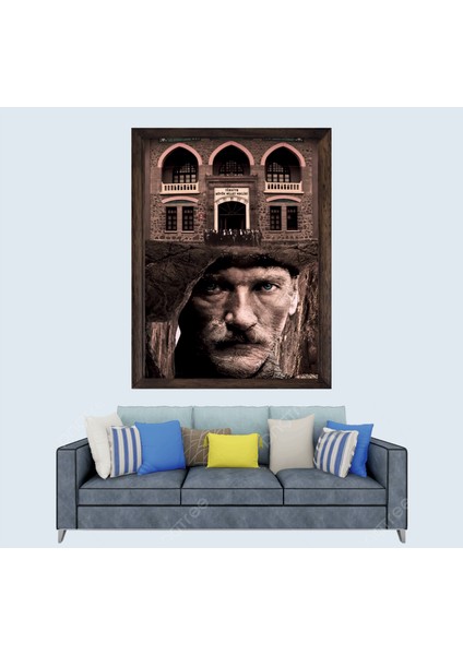 Türkçü, Mustafa Kemal Atatürk , Türk, Çerçeveli Cam Duvar Tablosu 20 x 30 cm SP12