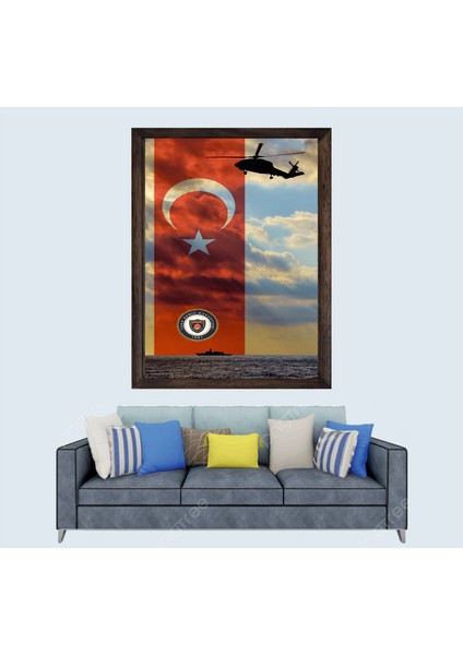 Türkçü, Türk Donanması, Mavi Vatan, Çerçeveli Cam Duvar Tablosu 20 x 30 cm Sp2