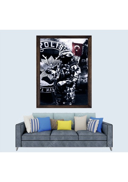Türkçü, Polis Özel Harekat, Pöh, Çerçeveli Cam Duvar Tablosu 20 x 30 cm