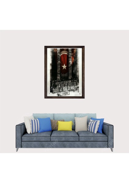 Türk Bayrağı, Anıtkabir, Türkçü, Çerçeveli Cam Duvar Tablosu 20 x 30 cm fiyatları