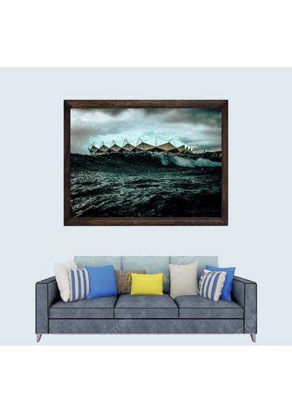 Trabzon, Trabzonspor Papara Park Stadyumu Çerçeveli Cam Duvar Tablosu 20 x 30 cm Sp3