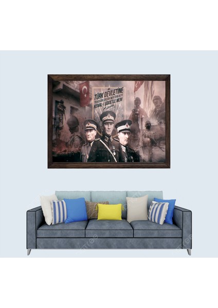 Türkçü, Mustafa Kemal Atatürk Sözleri , Türk, Çerçeveli Cam Duvar Tablosu 20 x 30 cm