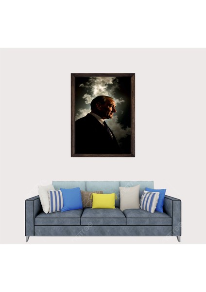 Türkçü, Mustafa Kemal Atatürk , Türk, Çerçeveli Cam Duvar Tablosu 30 x 45 cm Sp3