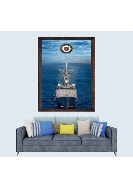 Türkçü, Türk Donanması, Gemileri Çerçeveli Cam Duvar Tablosu 30 x 45 cm Sp1