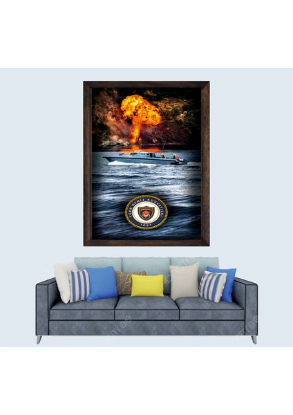 Türkçü, Türk Donanması, Gemileri Çerçeveli Cam Duvar Tablosu 30 x 45 cm Sp3