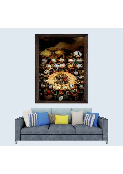 Osmanlı Padişahları Serisi, Çerçeveli Cam Duvar Tablosu 30 x 45 cm