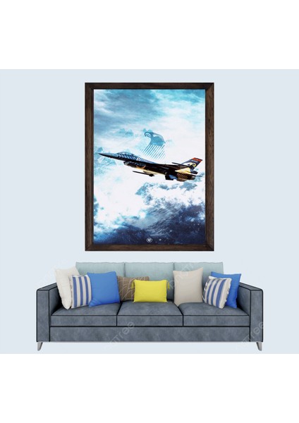 Türkçü, Türk Filo F16 Çerçeveli Cam Duvar Tablosu 30 x 45 cm
