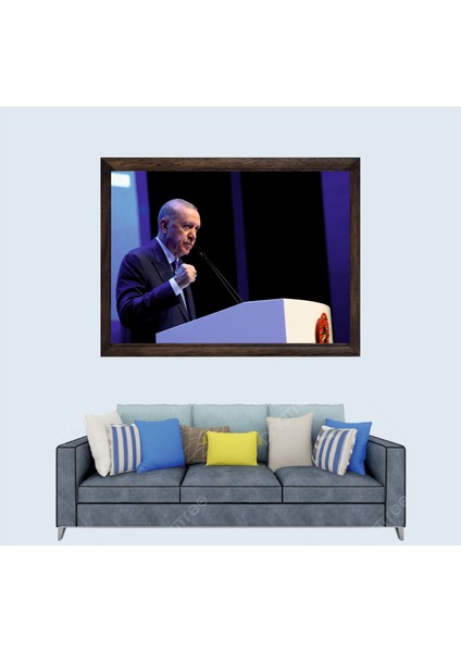 Cumhurbaşkanımız Recep Tayyip Erdoğan, Çerçeveli Cam Duvar Tablosu 30 x 45 cm Sp6