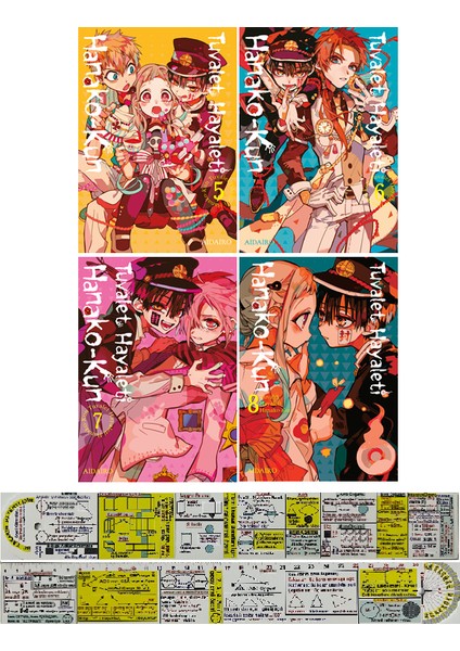 Manga Seti / Tuvalet Hayaleti Hanoko-Kun 5. 6. 7. 8. Ciltler (Matematik Öğreten Cetvel) - AidaIro