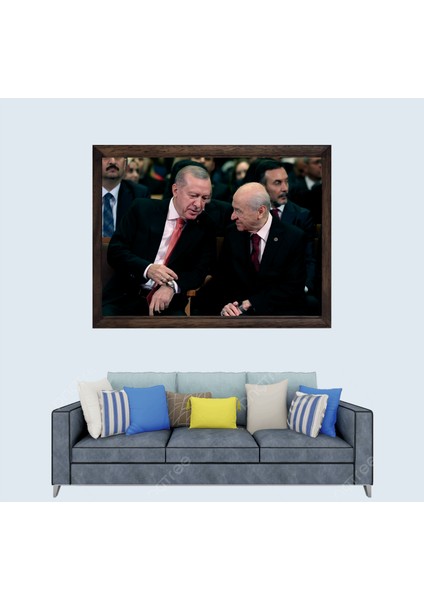Cumhurbaşkanımız Recep Tayyip Erdoğan, Devlet Bahçeli Cam Duvar Tablosu 20 x 30 cm