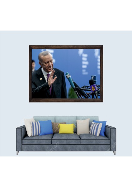Cumhurbaşkanımız Recep Tayyip Erdoğan, Çerçeveli Cam Duvar Tablosu 20 x 30 cm Sp7