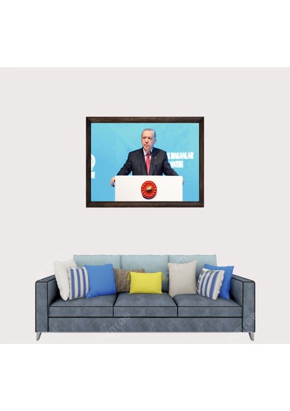 Cumhurbaşkanımız Recep Tayyip Erdoğan, Çerçeveli Cam Duvar Tablosu 30 x 45 cm Sp9 fiyatları