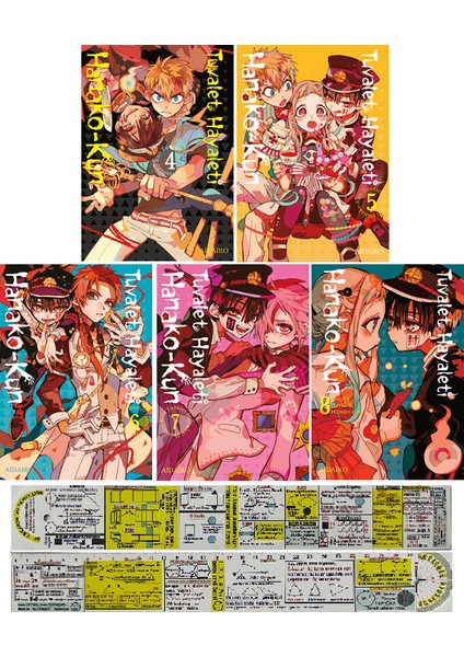 Manga Seti / Tuvalet Hayaleti Hanoko-Kun 4. 5. 6. 7. 8. Ciltler (Matematik Öğreten Cetvel) - AidaIro