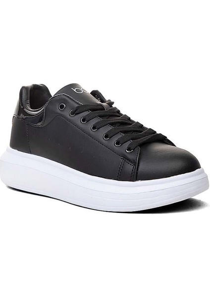 150-25 Deri Comfortable Erkek Sneaker Siyah Beyaz