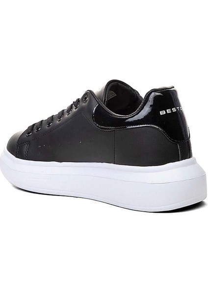 150-25 Deri Comfortable Erkek Sneaker Siyah Beyaz modelleri