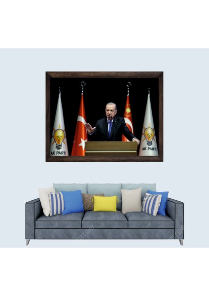 Cumhurbaşkanımız Recep Tayyip Erdoğan, Çerçeveli Cam Duvar Tablosu 30 x 45 cm Sp5
