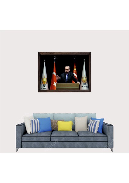 Cumhurbaşkanımız Recep Tayyip Erdoğan, Çerçeveli Cam Duvar Tablosu 30 x 45 cm Sp5 fiyatları