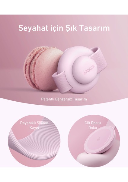 UFO MagGo Kablosuz Şarj Cihazı (3'ü 1 Arada, Katlanabilir Ped) - Pembe - B25M8 (Anker Türkiye Garantili)