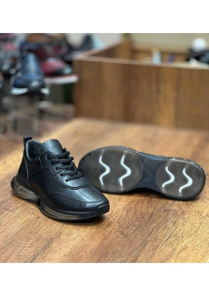 1008 Siyah Cilt Hakiki Deri Erkek Sneakers