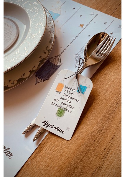 12 Adet Sarı Ramazan Sofra Süsü Iftar Sofrası Iftar Duası Bardak Altlığı Çatal Bıçak Süsleri fiyatları