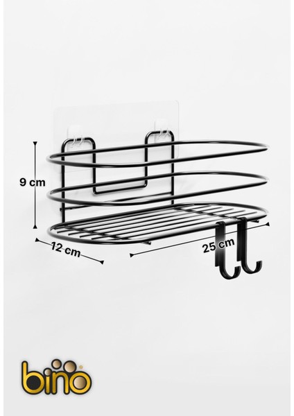Banyo Düzenleyici Şampuanlık Sabunluk 1 Adet Oval Tel Yapışkanlı 2 Askılı Duş Rafı Organizer